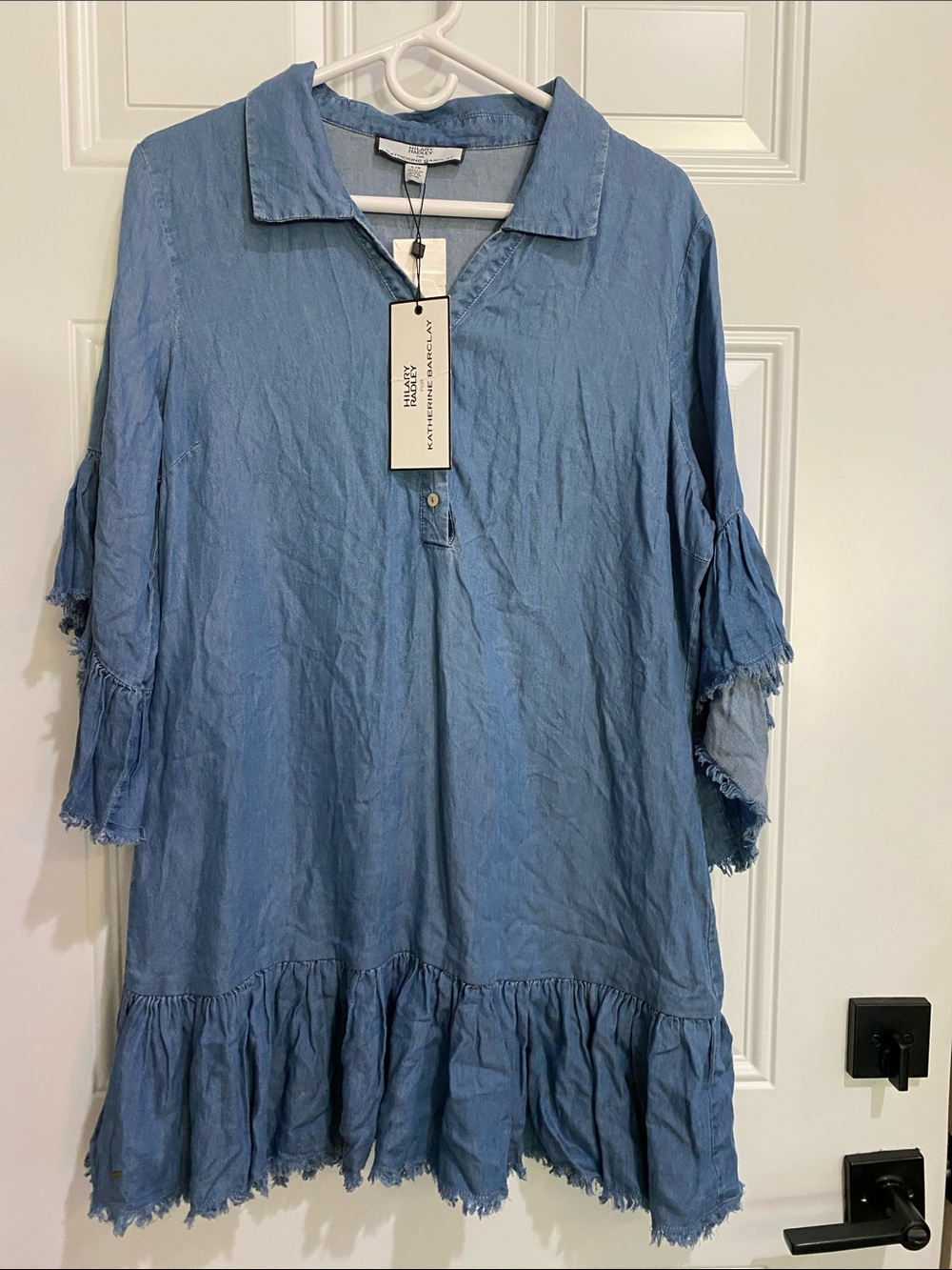 Washed Light Blue Ruffle-Hem Tunic Dress by Velvet Heart